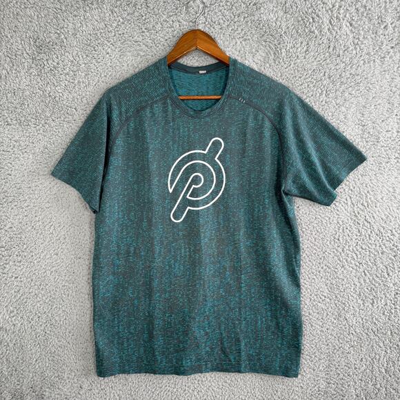 Lululemon Shirt Mens Large Green Performance Tee Peloton Bike Logo Gym - Picture 1 of 8